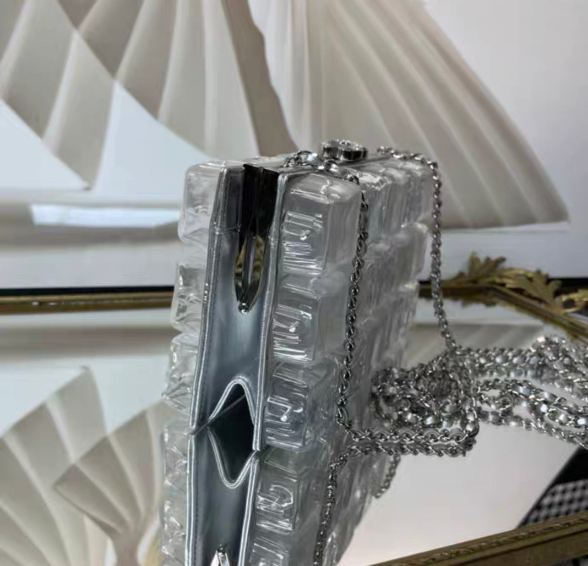 Chanel Luxury Leather Silver Handbag Style 2