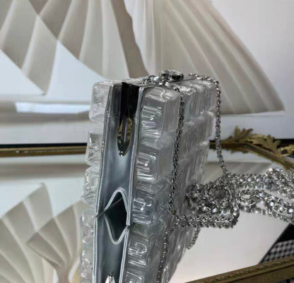 Chanel Luxury Leather Silver Handbag Style 2