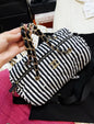 Chanel 24M Coco Beach Black And White Striped Bowling Bag
