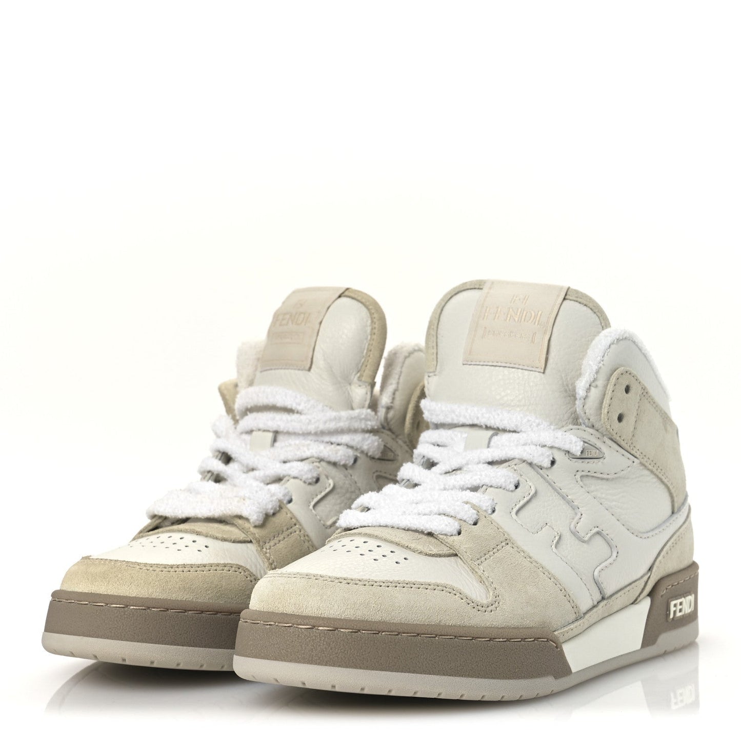 Fendi Suede Vitello Match High Top Sneakers 37 Ice White Ice Fendi White