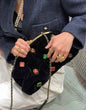 Chanel 2022 Black Velvet Green And Red Gripoix Embellished Cc Pouch Bag Gold Hardware