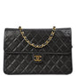 Chanel Black Lambskin Pushlock Medium Half Flap Shoulder Bag