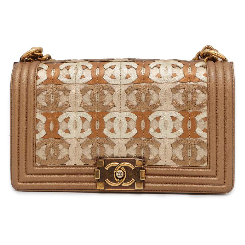 Chanel Boy Chanel ChainShoulder Dubai Exclusive MetalicGold A67086 Leather