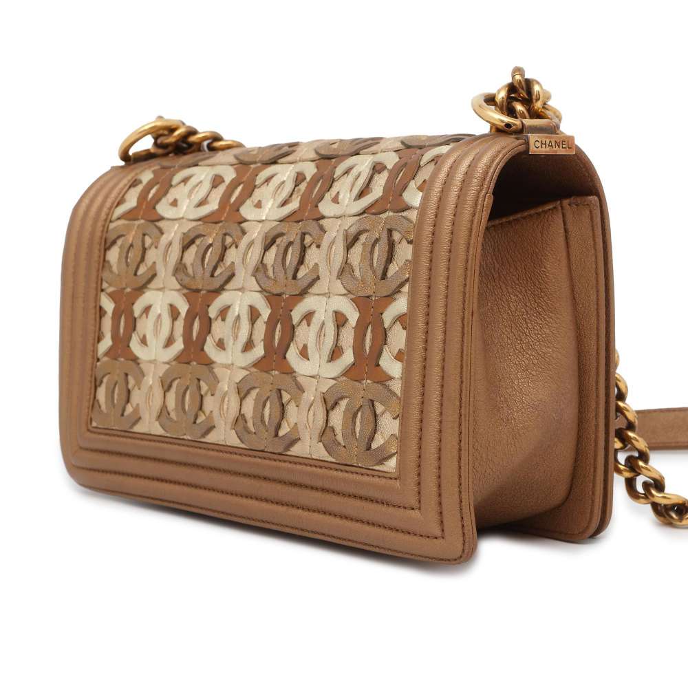 Chanel Boy Chanel ChainShoulder Dubai Exclusive MetalicGold A67086 Leather