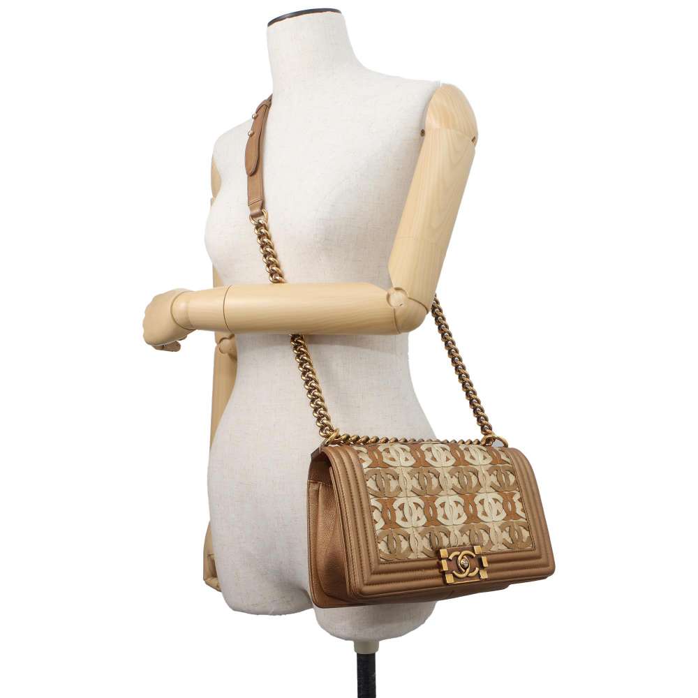 Chanel Boy Chanel ChainShoulder Dubai Exclusive MetalicGold A67086 Leather