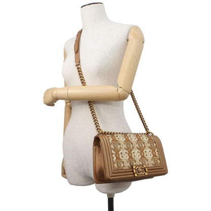 Chanel Boy Chanel ChainShoulder Dubai Exclusive MetalicGold A67086 Leather