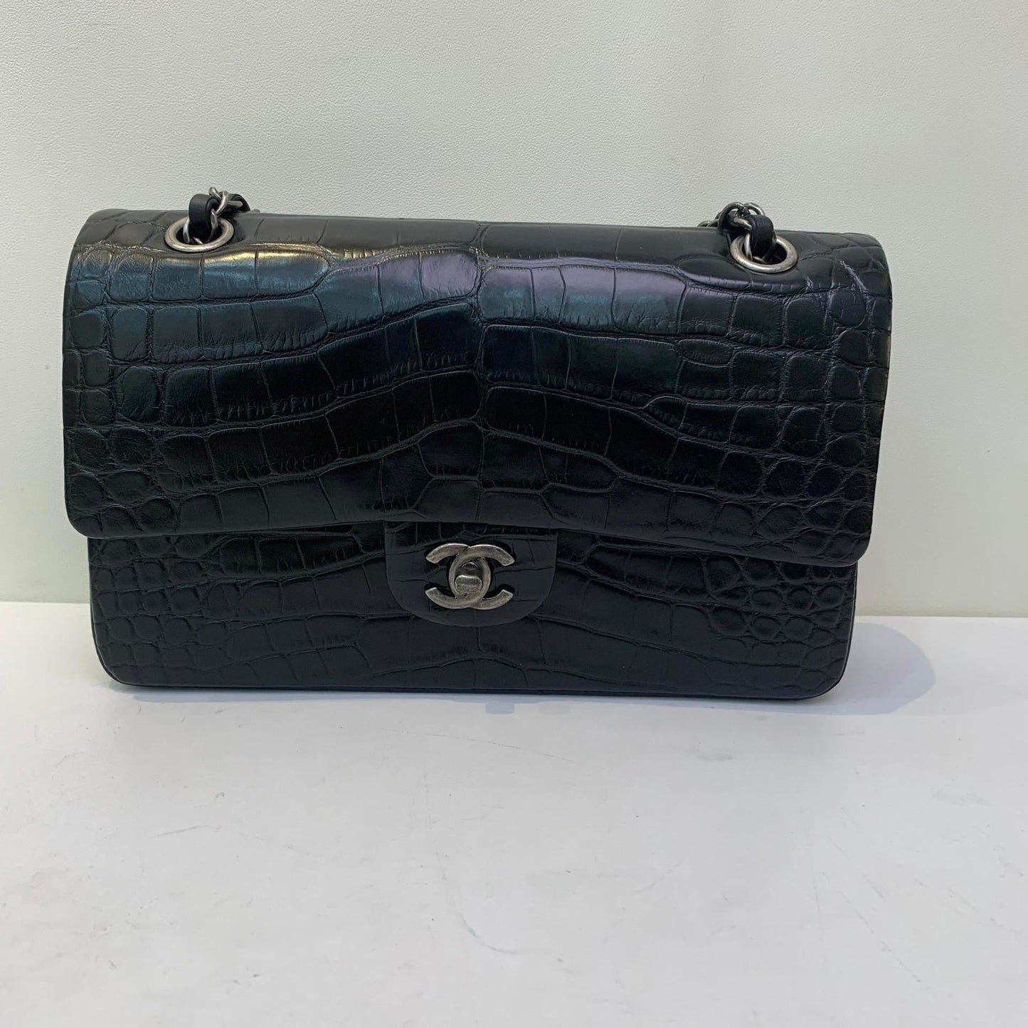 Chanel Black Alligator Medium Double Flap