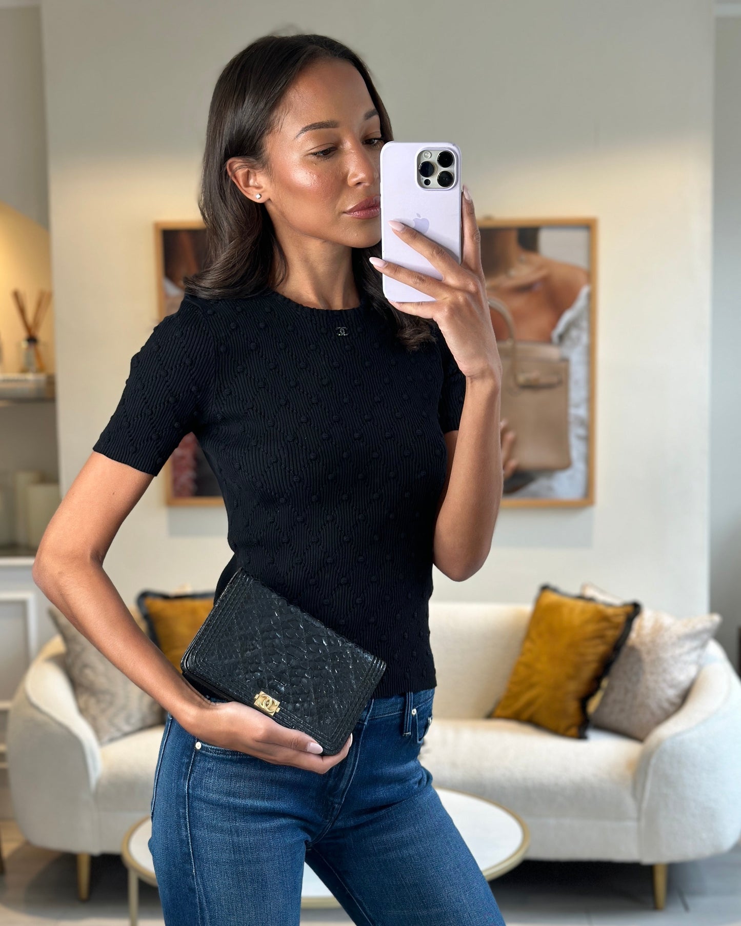 Chanel Boy Black Gold Chain Crossbody