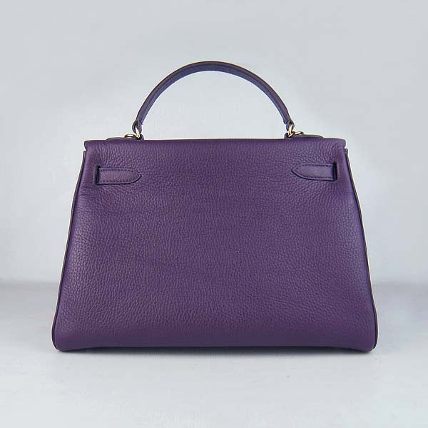 Luxury Hermes Kelly 32Cm Togo Leather Handbag 6108 Purple Golde