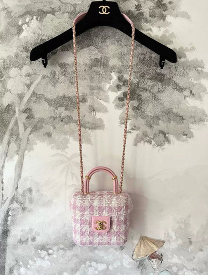 Chanel Vanity Tweed Pink Clutch