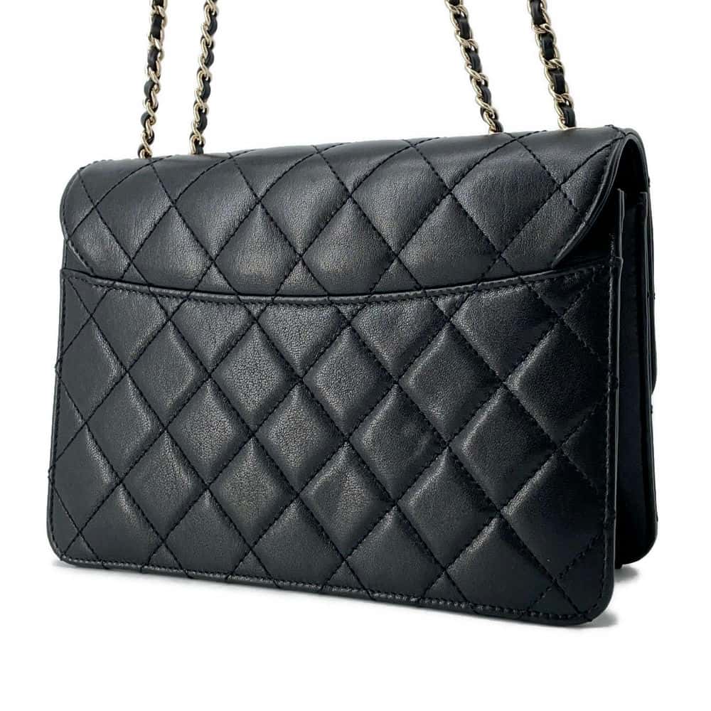 Chanel Beauty Padlock Flap CC Logo ChainShoulder Bag Black Calf Leather