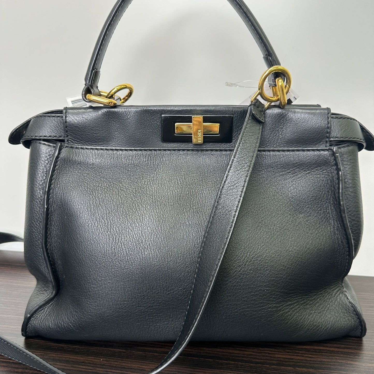 Fendi Black Leather Large Selleria Peekaboo Top Handle Bag Fendi LB107965