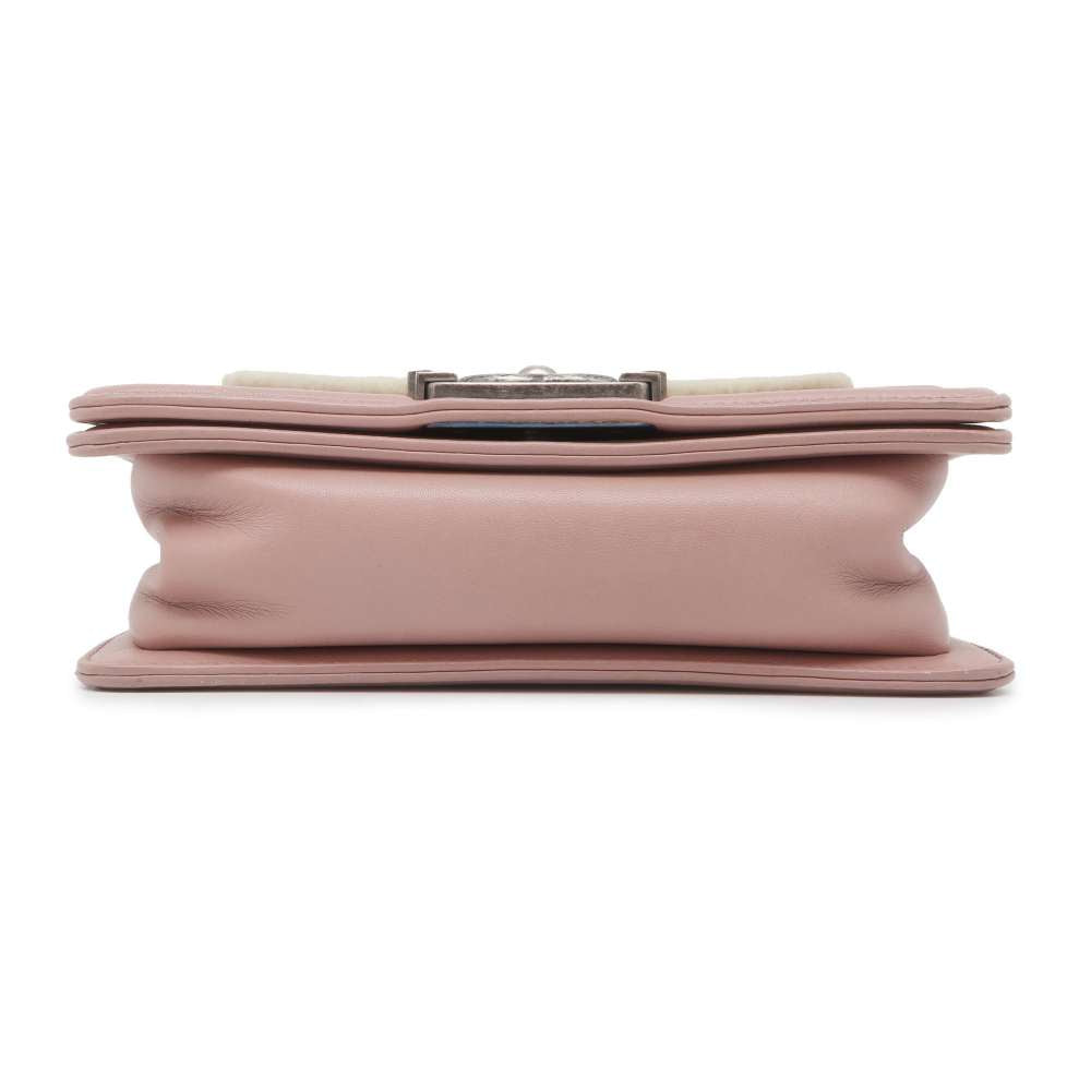 Chanel Boy Chanel ChainShoulder Pink Leather Fur