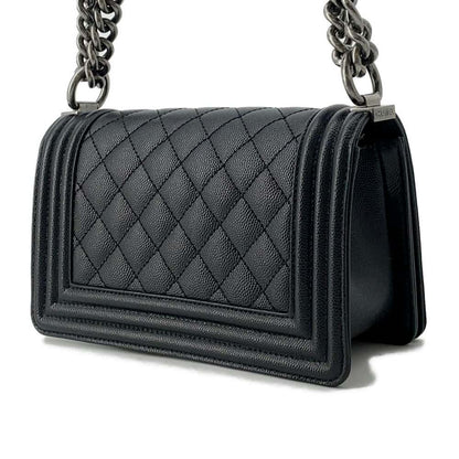 Chanel Boy Chanel ChainShoulder Bag Black A67085 Caviar Leather Size Small