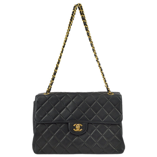 Chanel Black Lambskin jumbo Double Sided Classic Flap Bag
