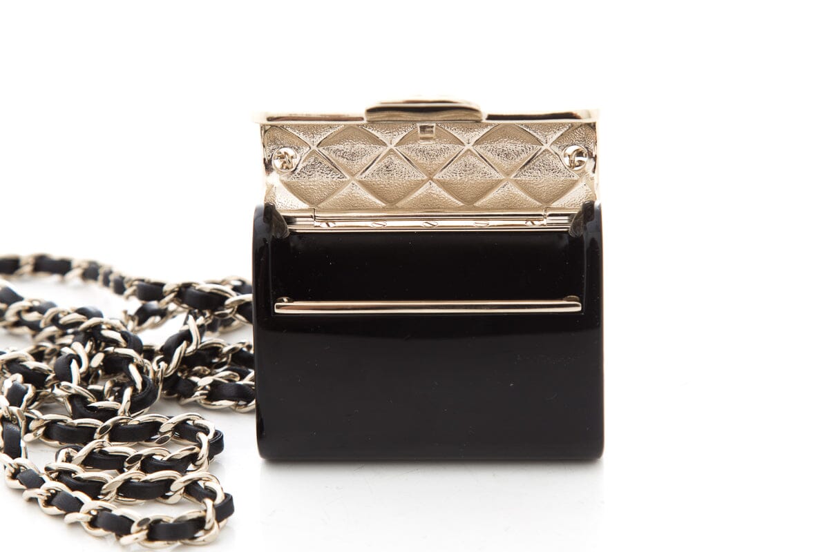 Chanel Flap Quilted Lambskin Black Gold Chain Shoulder Bag