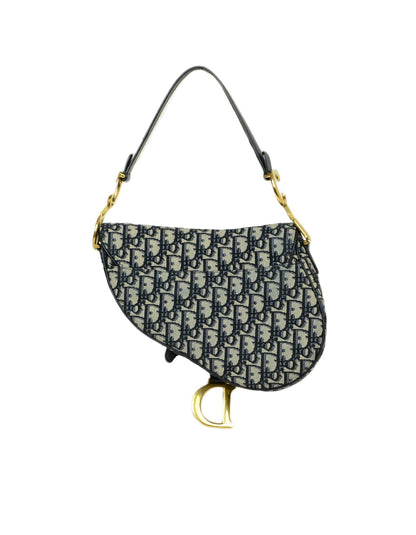 Christian Dior Blue Oblique Monogram Canvas Saddle Bag