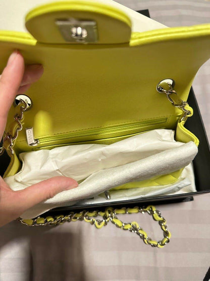 Chanel Mini Flap Lambskin Silver Shoulder Bag