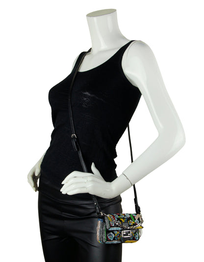 Fendi NWT Floral Beaded Micro Mini Baguette Crossbody Bag