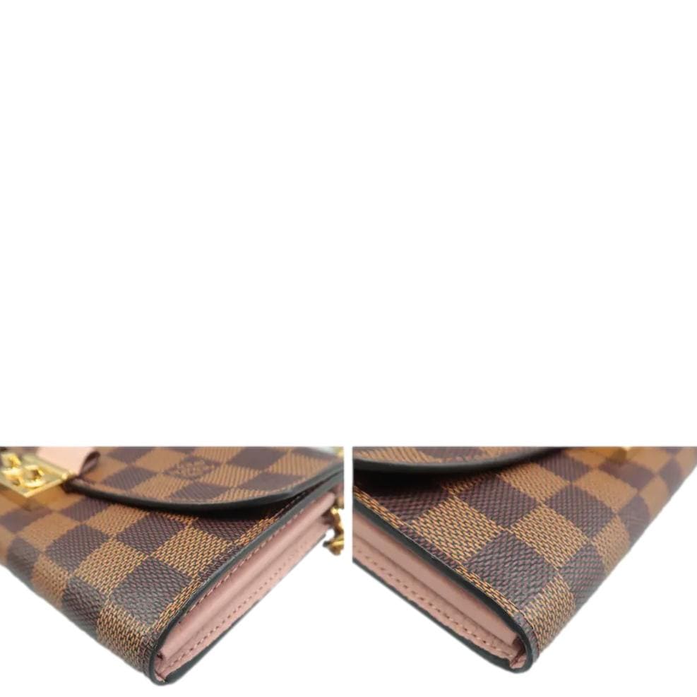 LOUIS VUITTON Croisette Damier Ebene Crossbody Rose Ballerine