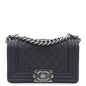 Chanel Black Quilted Caviar Leather Small Boy Flap Bag