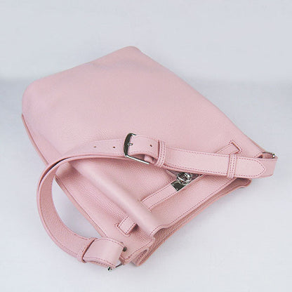 Luxury Hermes Nappa Leather Shoulder Bag Pink Silver