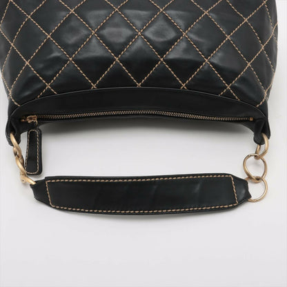 Chanel Black Lambskin Leather Handbag With Gold Hardware