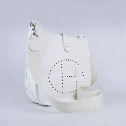 Luxury Hermes Evelyne I Handbag White Silver