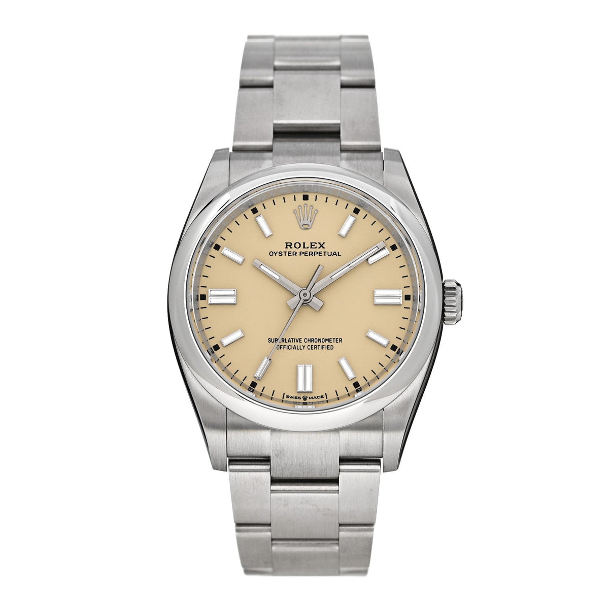 Stainless Steel 36mm Oyster Perpetual Watch Beige 126000