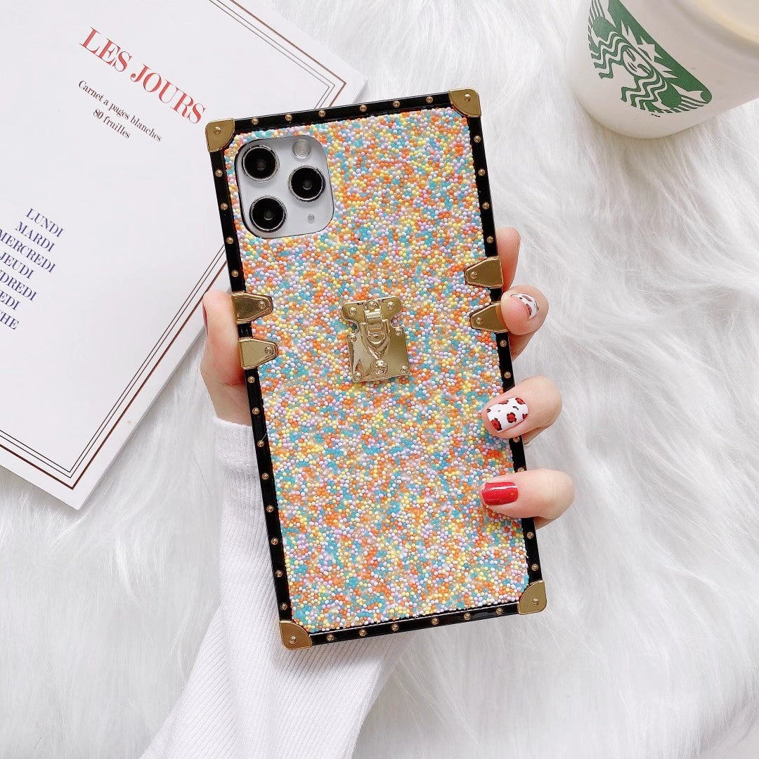 Fashion color beads square phone case for Samsung