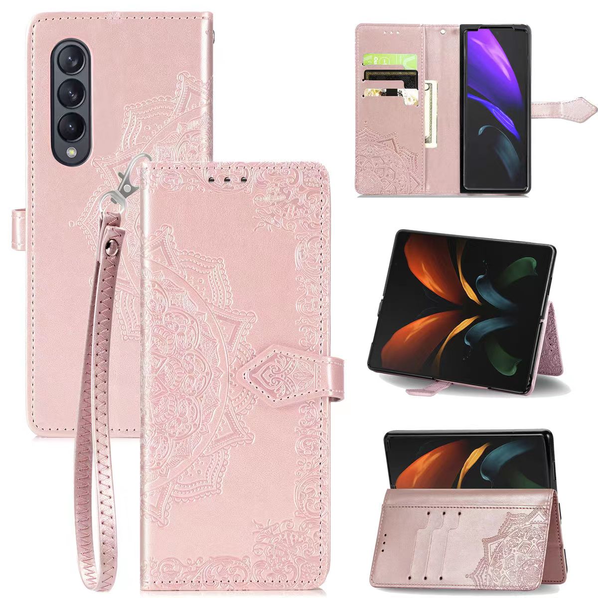 Luxury  leather Card phone case For Samsung Z fold