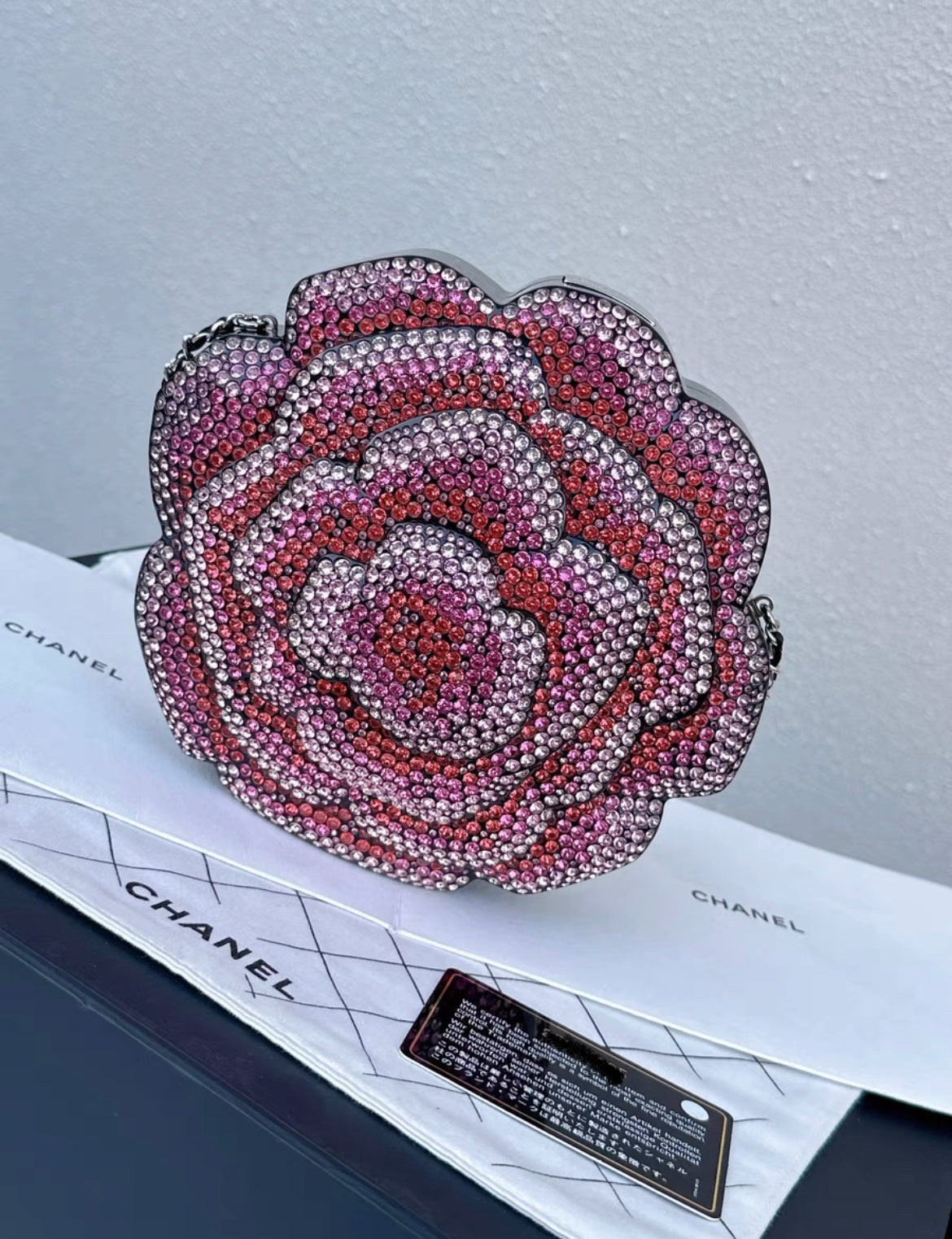 Chanel 2018 Strass In The Forest Camellia Evening Bag In Pink
