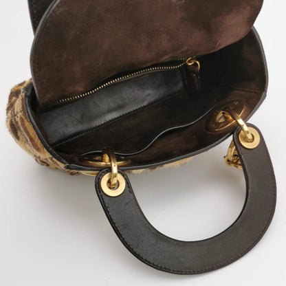 Lady Dior Mini Handbag Pony-style Calfskin Leather Leopard Print