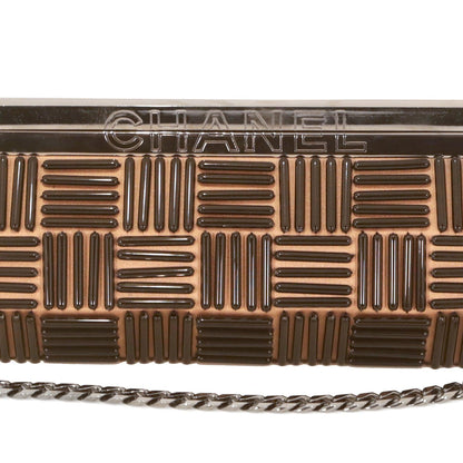 Chanel Beige Satin Applique Frame Bag