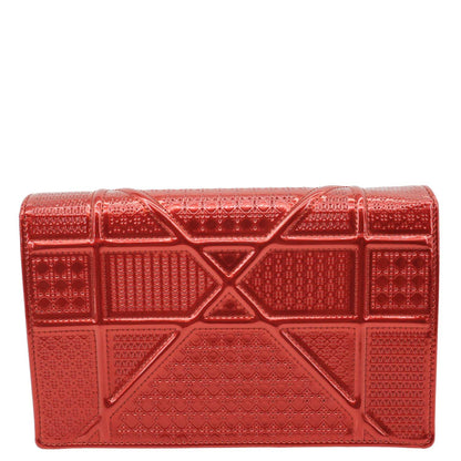 Christian Dior Diorama Flap Micro-Cannage Patent Leather Crossbody Bag Red