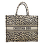 CHRISTIAN DIOR Book Large Leopard Mizza Embroidered Tote Bag Beige