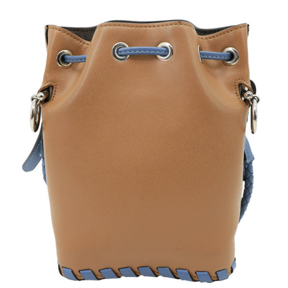 FENDI Mon Tresor Mini Leather Drawstring Bucket Bag Brown
