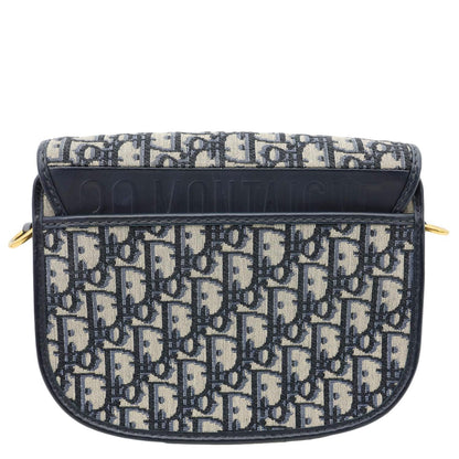 Christian Dior Bobby Medium Oblique Jacquard Canvas Crossbody Bag Navy Blue