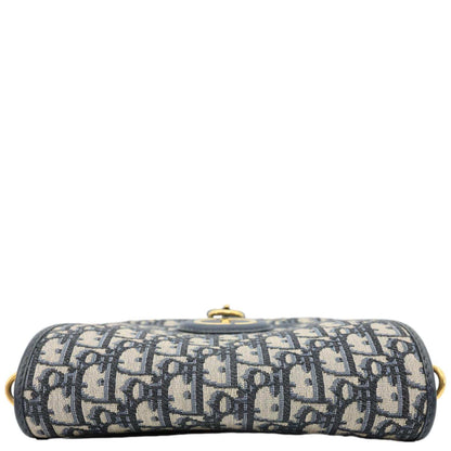 Christian Dior Bobby Medium Oblique Jacquard Canvas Crossbody Bag Navy Blue