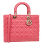 Christian Dior Lady Dior Large Quilted Lambskin Leather Shoulder Bag Pink