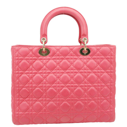 Christian Dior Lady Dior Large Quilted Lambskin Leather Shoulder Bag Pink