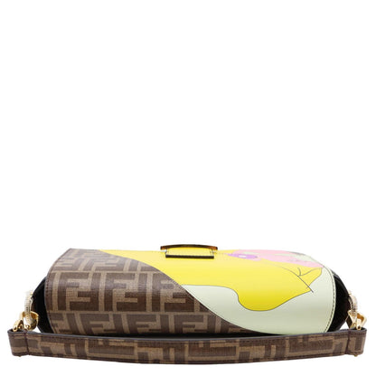 FENDI FF 1974 Hairdo Girls Inlay Glazed Fabric Baguette Bag Yellow