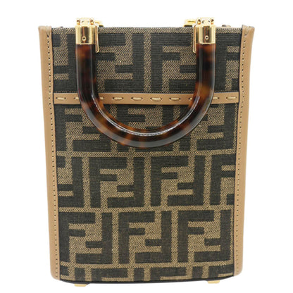 FENDI Sunshine Mini Zucca FF Canvas Shopper Tote Bag Brown