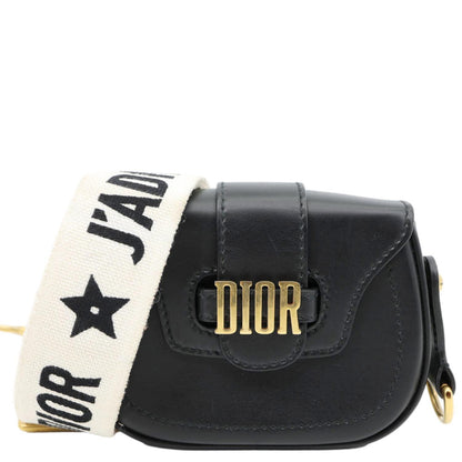 Christian Dior D Fence Small Calfskin Leather Saddle Bag Black