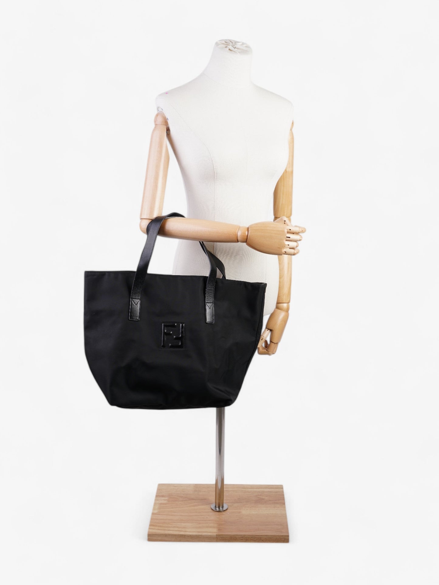 Fendi Tote Leather Black Tote Bag Black