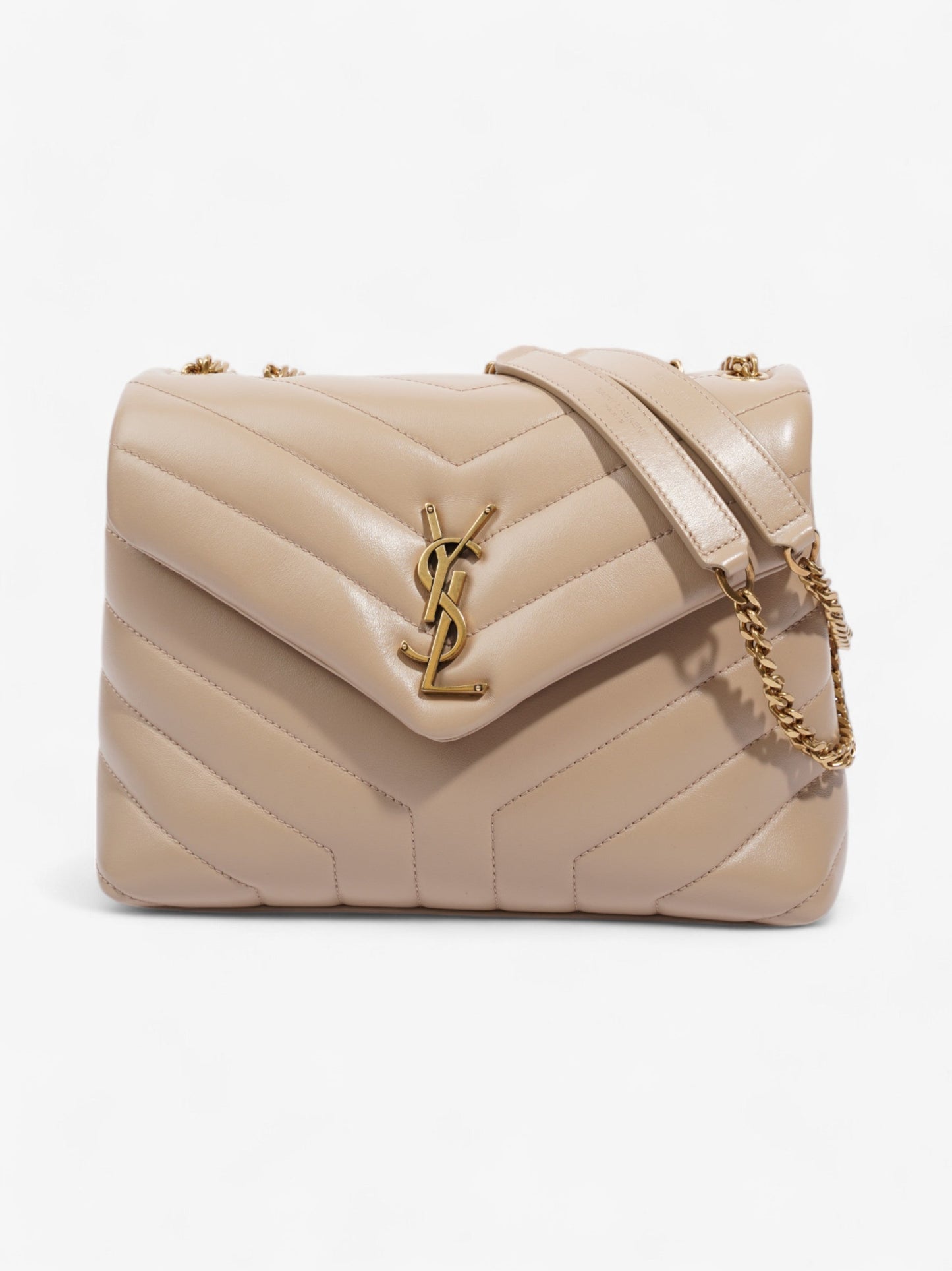 Saint Laurent Lou Leather Beige Handbag Leather