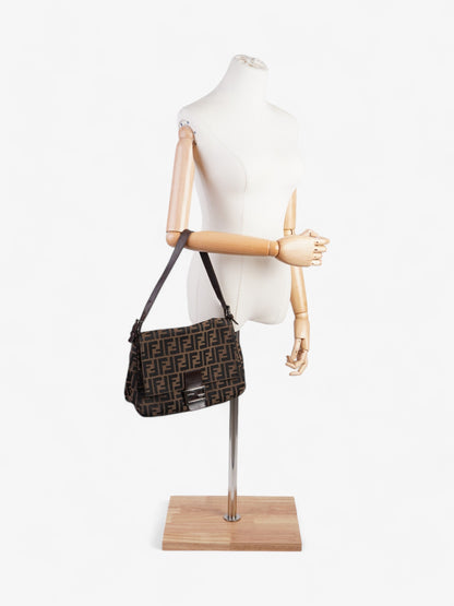 Fendi Mamma Baguette Canvas Brown Shoulder Bag Canvas