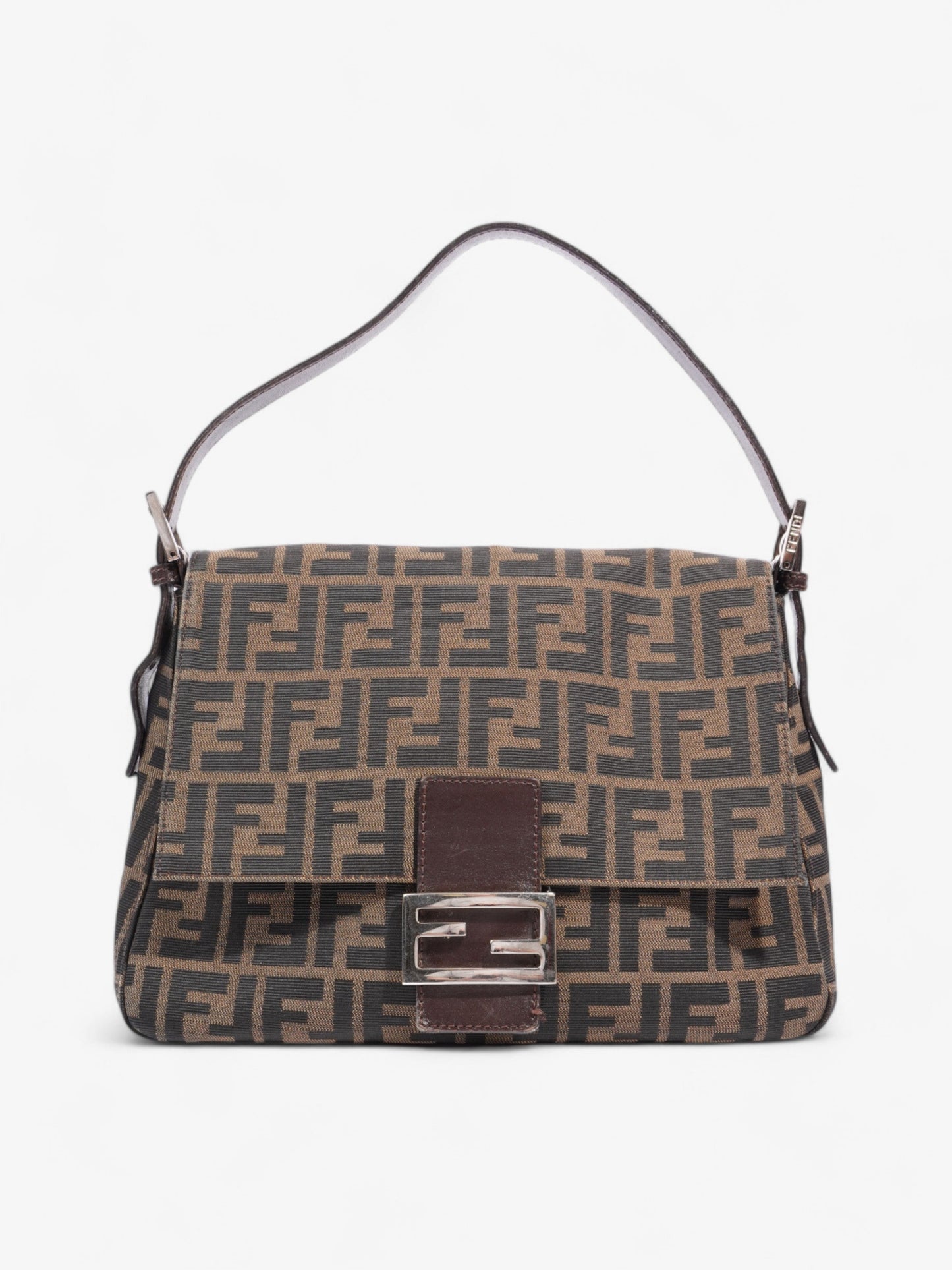 Fendi Mamma Baguette Canvas Brown Shoulder Bag Canvas