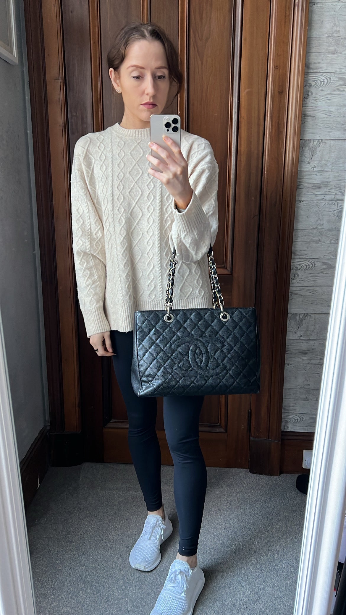 Chanel Caviar Black Silver Tote Style