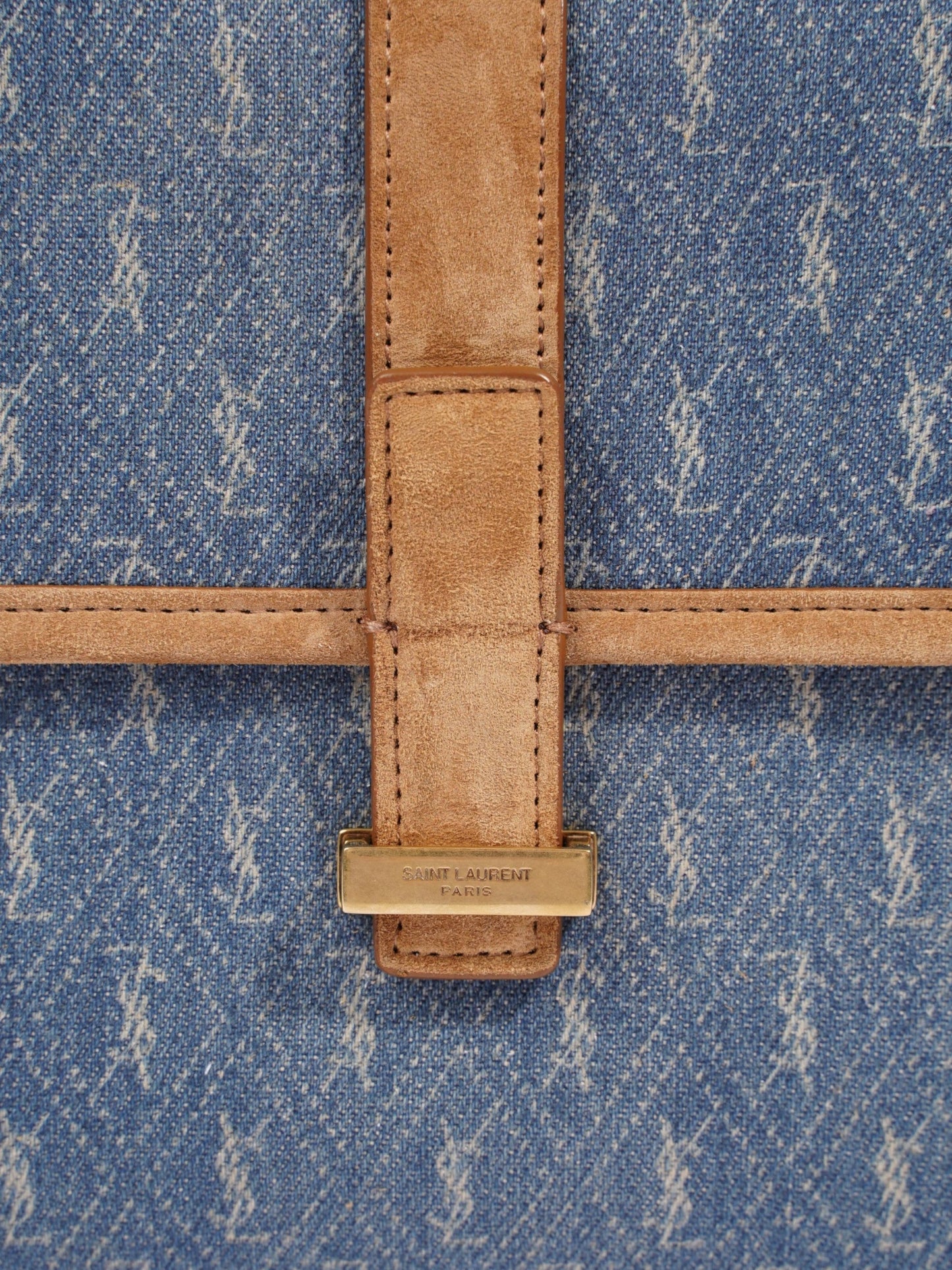 Saint Laurent Monogram Camera Denim / Brown Suede Denim